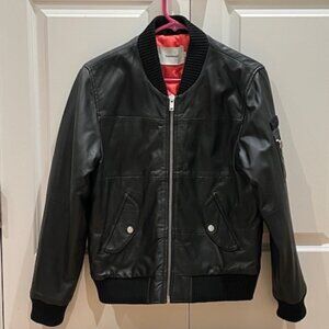 DEADWOOD - UPCYCLED BLACK LEATHER BOMBER JACKET